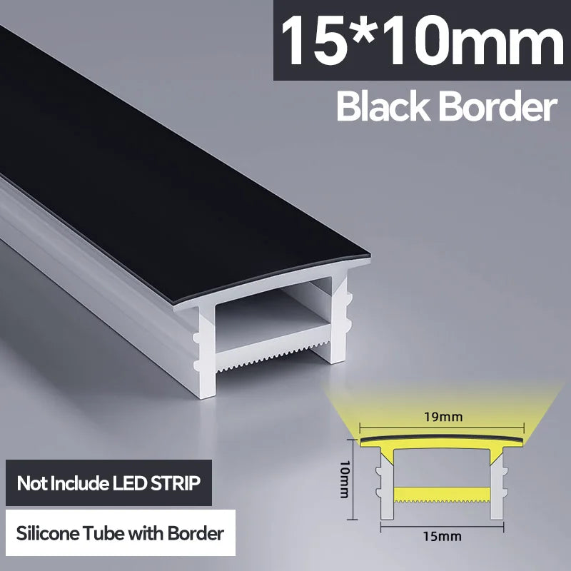 1M-10M LED Neon Rope Tube Soft Silicone Diffuser Channel Black/White Flexible Ribbon Strip Light for Recessed Channel