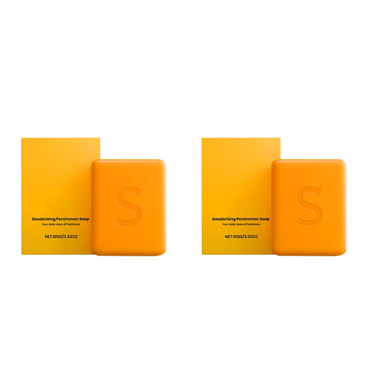 Persimmon Soap Bar and Persimmon Body Wash for Body Odor Control Natural Fruity Aroma Shower Cleanse Gel Bath Soap for Women&Men