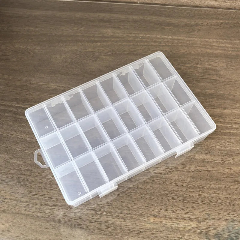 Clear 24-Compartment Plastic Organizer Boxs Dustproof Storage for Crafts Beads Jewelry Small Accessories Home Storage