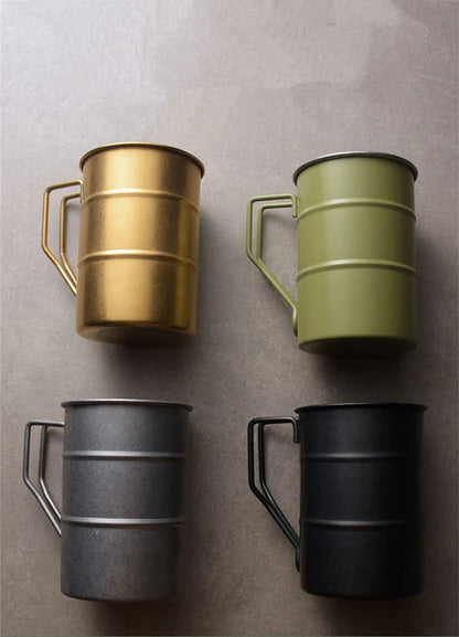 Outdoor 304 Stainless Steel Marco Mug, Industrial Style, Retro Old Creative, Coffee, Camping, Picnic, Beer Mugs