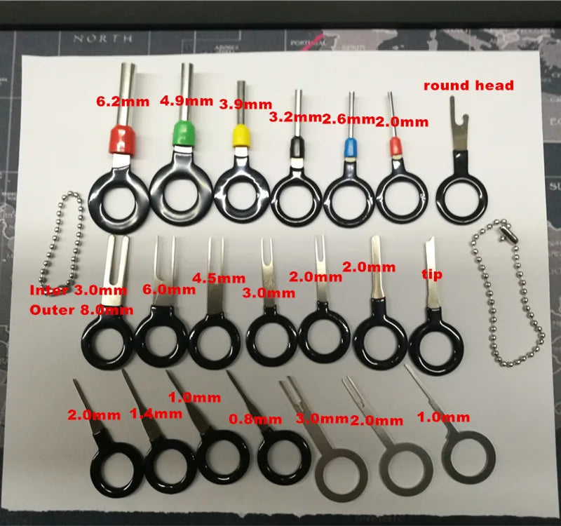 Terminal Removal Tool Kit 21Pcs Electrical Connector Pin Removal Tool Terminal Ejector Kit Depinning Tool for Automotive Car