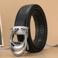 New 3.4cm fashion Women's Belt Formal Leather Canvas Male Belt High Quality Metal Automatic Buckle business Belt for men jeans