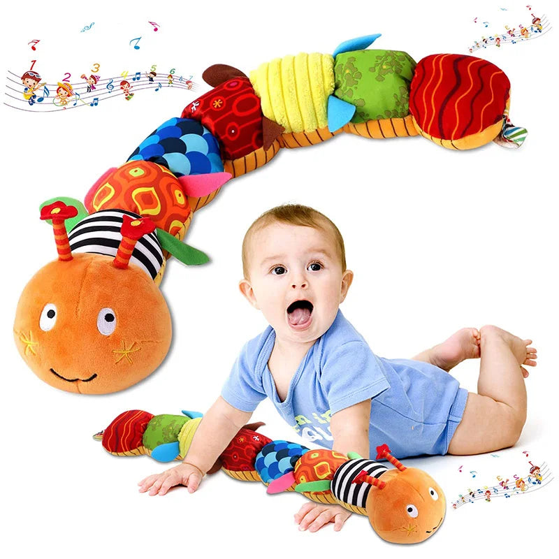 Tummy Time Toys 0-24 Months Baby Musical Stuffed Animal Infant Ruler Design Rattle and Multi-Textures Newborn Toys for Babies