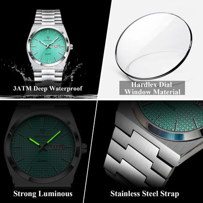 POEDAGAR Trendy Casual Man Watch Luminous Waterproof Stainless Steel Classic Men Wristwatch Date Week Men's Quartz Watches Reloj