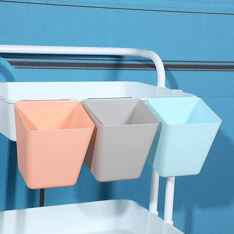 Plastic Hanging Storage Buckets For Trolley Portable Bedside Hanging Basket Household Back-mounted Kitchen Hanging Basket