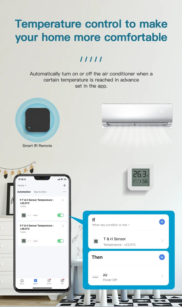 Tuya Zigbee Temperature Humidity Sensor Mini Screen Thermometer For Smart Home Automation Work with Google Home Alexa