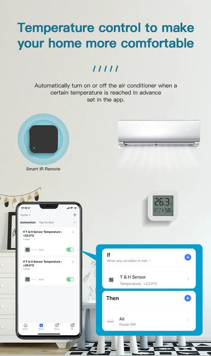 Tuya Zigbee Temperature Humidity Sensor Mini Screen Thermometer For Smart Home Automation Work with Google Home Alexa