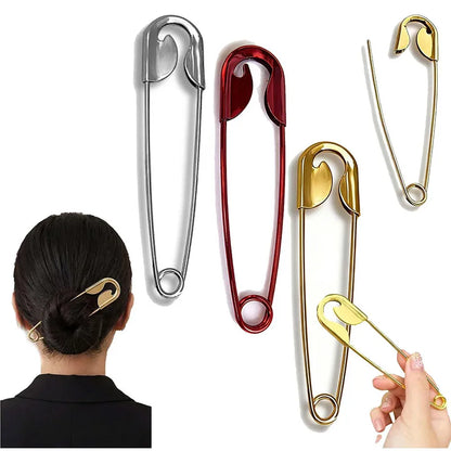 New Large Safety Pin Metal Hair Claws Barrettes Silver Hairpin Metal Hairpin Headdress Headdress Wearing Fun Festival Gift