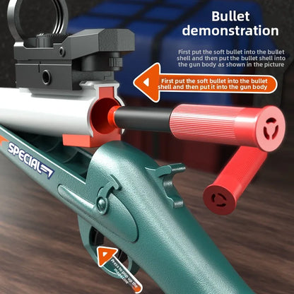 Mini S686 Rifle Shell Ejection Toy Gun Soft Bullet Manually Loaded Outdoor Sports CS Shooting Game for Adult Boys Gift