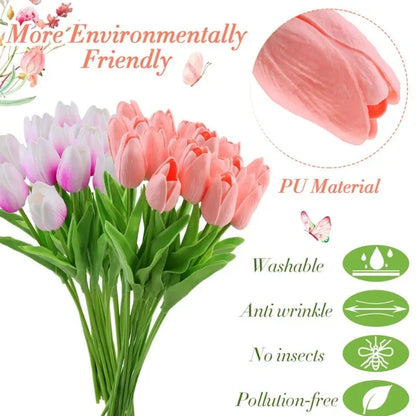 Artificial Flowers Tulip Bouquet Fake Flowers Wedding Garden Decoration Outdoor Home Garden Bouquet Vase Decor Plants