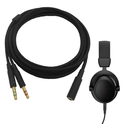 3.5mm Universal 2 in 1 Gaming Headset Audio Extend Cable For Kingston HyperX Cloud II/Alpha-/Cloud Flight/Core Headphone