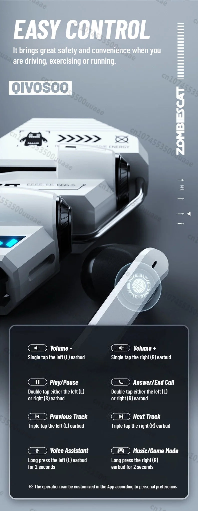 Zombies Cat Real Time Ai Translator Headphone Alloy Mecha Bluetooth 6.0 Earphone Immersive Stereo TWS Wireless Earbuds with APP