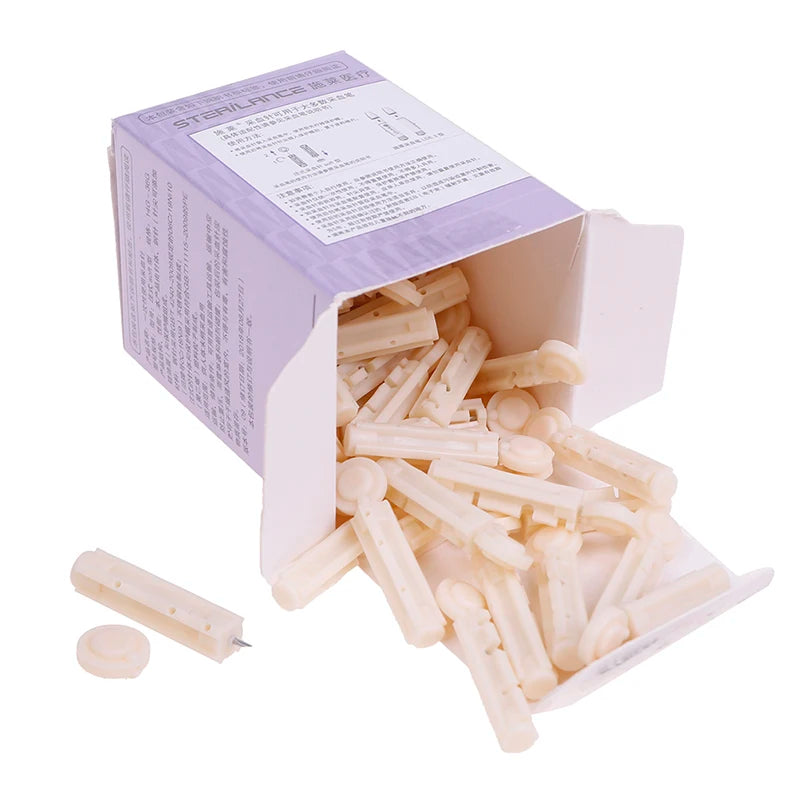 50Pcs Sterile 21G Lancets Single Use Blood Test Testing Kits Glucose Cholesterol