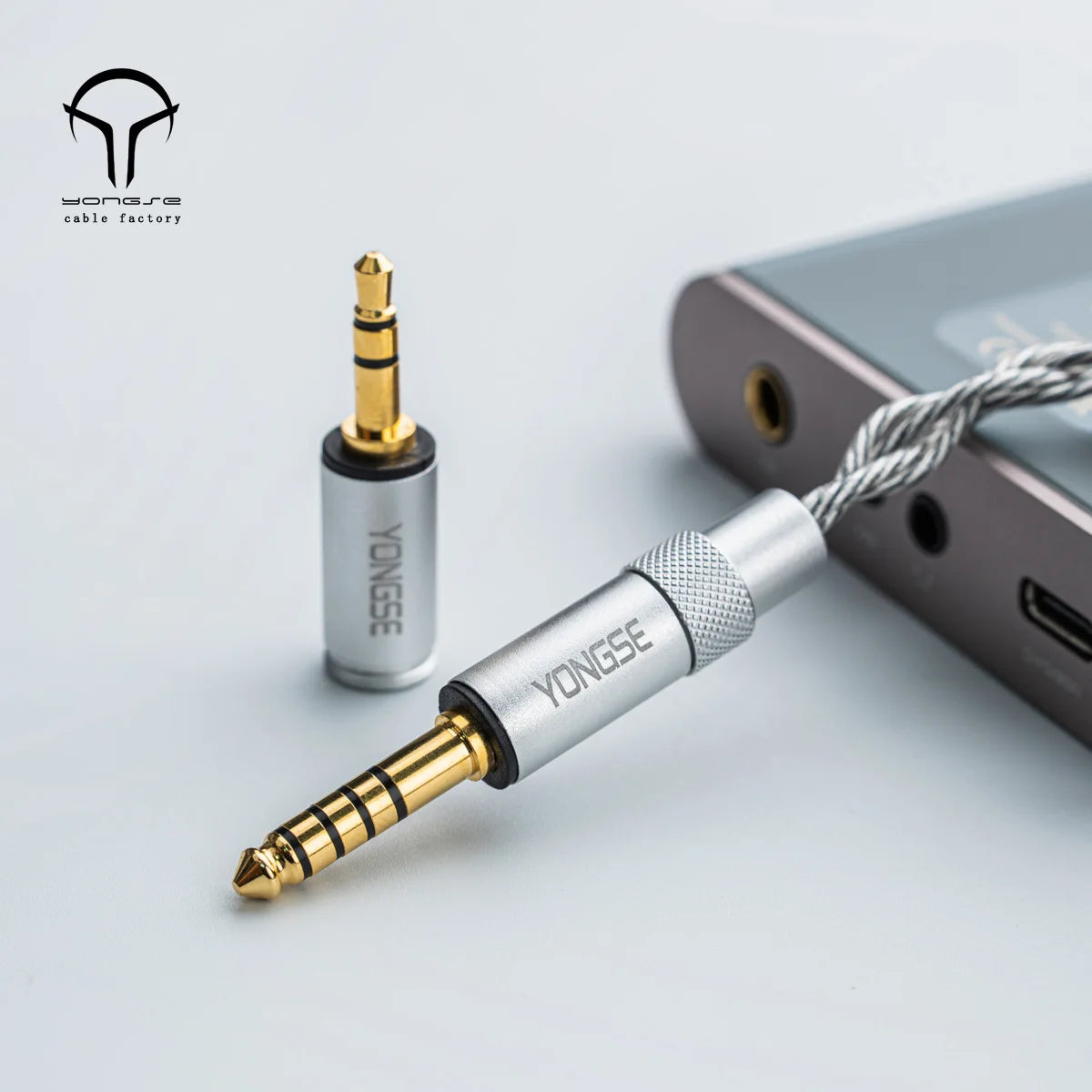 Yongse Obsidian Cable Silver-plated Single Crystal Copper Earphones Upgrade Cable Switchable Plug: 3.5mm +4.4mm