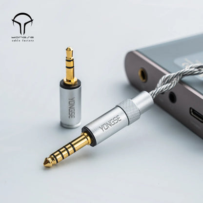 Yongse Obsidian Cable Silver-plated Single Crystal Copper Earphones Upgrade Cable Switchable Plug: 3.5mm +4.4mm