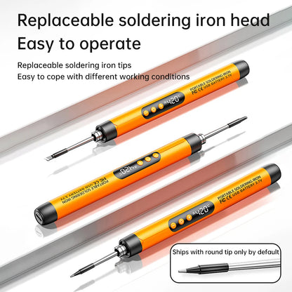 Wireless USB Soldering Iron Kit Replaceable C200S Tip 5-Gear 260-420℃ Auto Sleep Mode 1000mAh Type-C Rechargeable Welding Tool