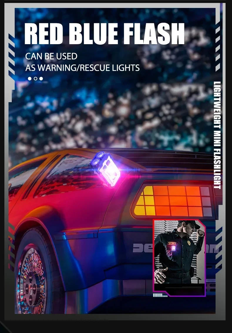800mAh Super Bright LED COB Flashlight 8 Modes Keychain Light IPX4 Waterproof Magnetic Type C Rechargeable Mini EDC Torch Light