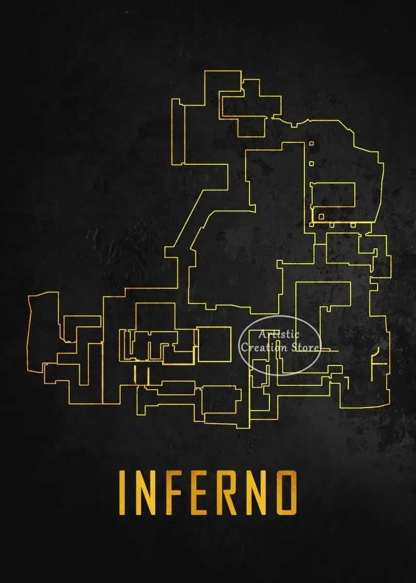 Cs Go Maps Poster First Person Shooter Game Dust 2 Nuke Map Black Print Canvas Painting Wall Pictures for Game Room Wall Decor