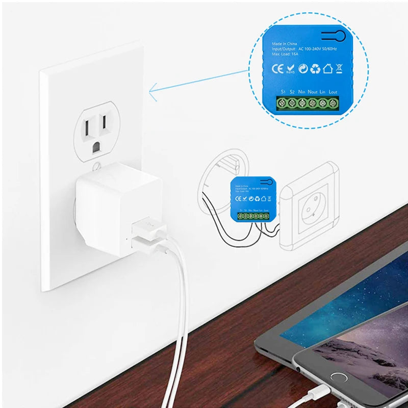Smart Life ZigBee Switch Module Supports 2 Way Light Control Timing 16A KWh Energy Monitor Works with Tuya Google Home Alexa
