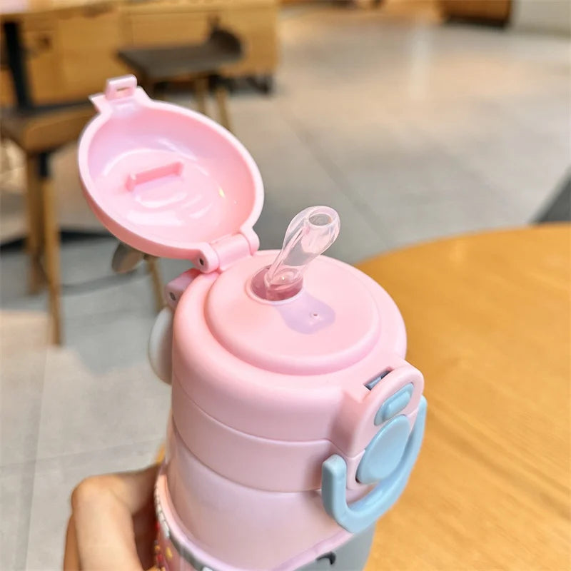 X&W  Zootopia Judy Nick Stainless Steel Insulated Cup Double Drinking Straw Cup Warm and Cold Proof Outdoor Sports Water Bottle