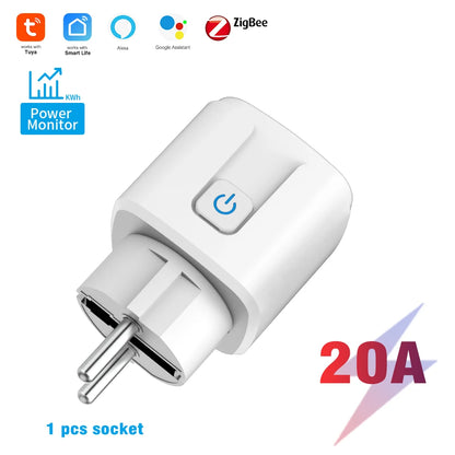 Tuya ZigBee Smart Socket Supporting Google/Alexa Voice Control| Requires Gateway| Remote Scheduling/Power Consumption Statistics