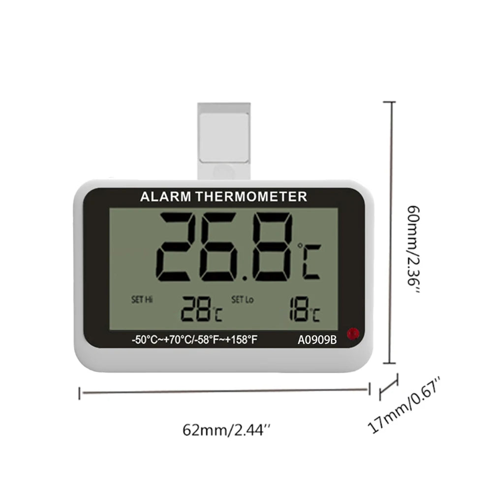 0909B Display Digital LCD Kitchen Refrigerator Freezer Kitchen Thermometer with Magnet Min Max Display Imported Movement Home