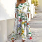2026Summer New Arrival Women's Casual Crew Neck Pocket Short Sleeve Printed Dress