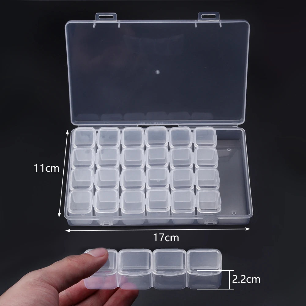 1 Pc Plastic Jewelry Box 5-28 Compartment Slot Organizer Storage Beads Container Adjustable Jewelry Storage Box Rectangle Case