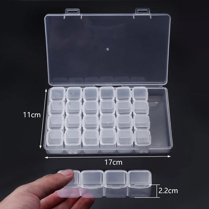 1 Pc Plastic Jewelry Box 5-28 Compartment Slot Organizer Storage Beads Container Adjustable Jewelry Storage Box Rectangle Case