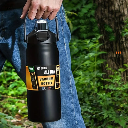 LUSQI 304 Stainless Steel Thermal Mug Outdoor Thermos Bottle Portable Tumbler Vacuum Flasks Cold & Hot Straw Water Bottle