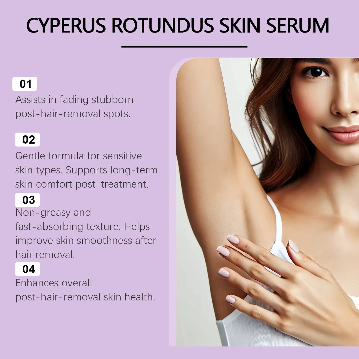 2026New Cyperus Rotundus Hair Growth Inhibitor Serum Natural Soothing Moisturizing Shrink Pores Body Hair Removal Essence Liquid