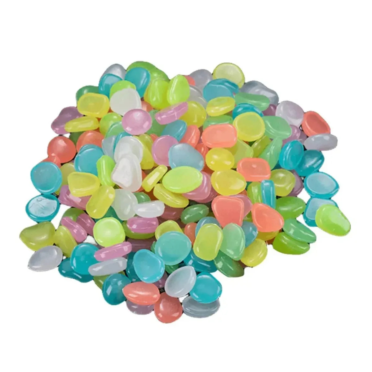 300Pcs the Garden of Light on the Dark Pebbles for Yard Rock and Manwalk Decoration Fairy Tale Garden DIY Decorative Luminous Stone