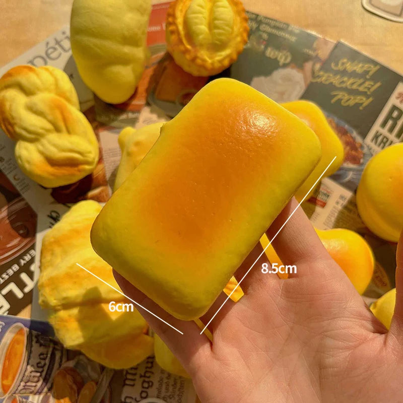 Simulation Croissant Bread Toast Squishy Fidget Slow Rebound Super Soft Cake Squeezing Office Stress Relief Relax Ornament