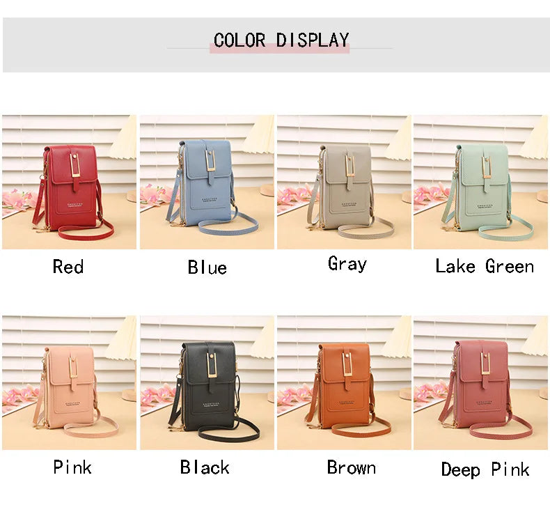 New transparent touchscreen phone bag trend simple crossbody small bag phone women's bag change bag vertical design