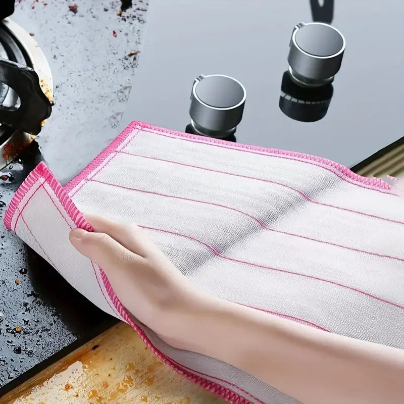1-50pcs Anti-Oil Kitchen Towels Cotton Dishcloth Super Absorbent Non-stick Oil Reusable Cleaning Cloth Kitchen Daily Dish Towels