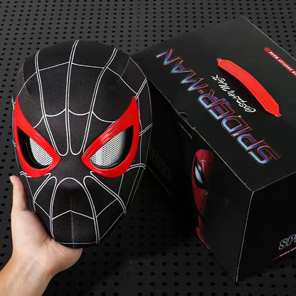 In Stock Miles Spider-Man 1:1 Scale Electronic Mask With Moving Glowing Eyes Ring Control Cosplay Toy Gift For Boys Gift