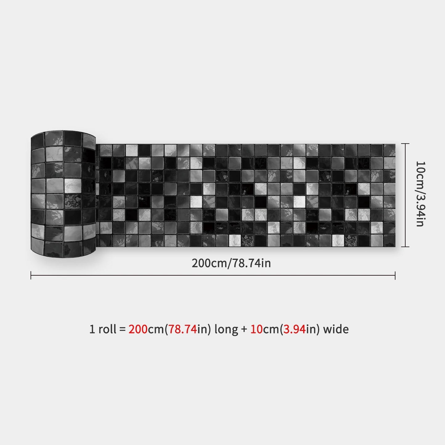 10x200cm Baseboard Sticker Moroccan Mosaic Tile Style Wall Border Sticker DIY Kitchen Bathroom Decoration Waistline Wall Sticker