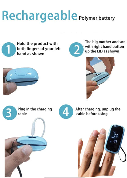 Rechargeable Medical Oximeter Strap Lanyard Fingertip Pulse Oximeter Blood Oxygen Saturation Monitor Digital LED Display Child