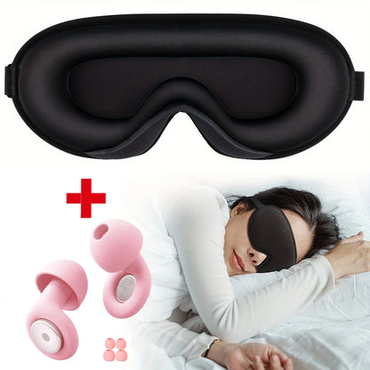 3D Sleep Mask With Noise Ear plug, Adjustable Strap, Light Blocking Night Eye Mask, Soft & Comfortable