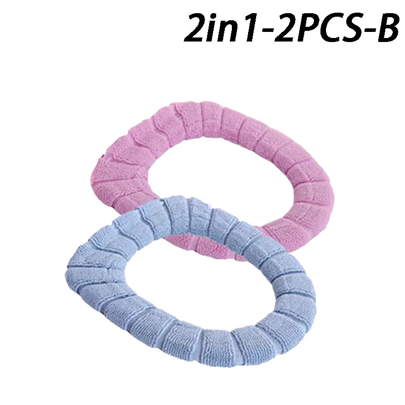 Soft and Warm Toilet Seat Cover Washable Bathroom Toilet Pad Cushion With Handle Thicker Soft Mat Knitting Warmer Closestool Mat