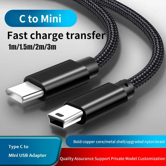 Kabel przejściowy USB typu C na mini USB do aparatu, odtwarzacza MP3, MacBooka Pro, dysku twardego, ładowania, transferu danych, złącze typu C, kabel mini USB