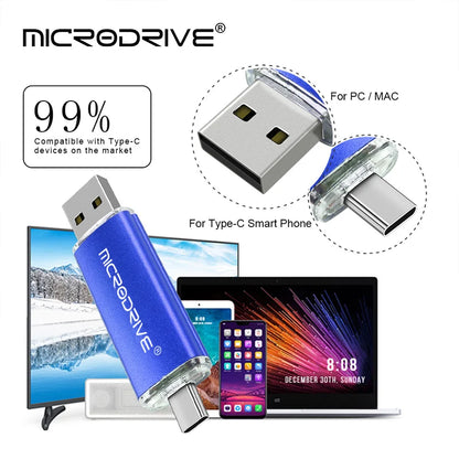 OTG Pendrive 2 in 1 type c USB 2.0 Flash Drive 1GB 128gb 64gb cle usb memoria usb metal stick 32gb 8gb Pen Drive for Android