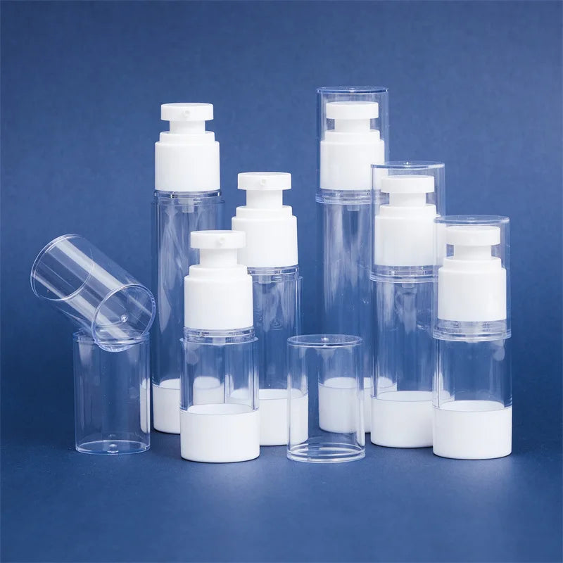 15/30/50/100ML Clear Airless Cosmetic Cream Pump Bottle Refillable Vacuum Dispenser Spray Lotion Bottle for Travel Makeup Contai