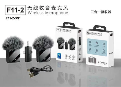 Hot selling new F11 3-in-1 F15 2-in-1 lavalier microphone 1-to-2 wireless lavalier microphone integrated microphone