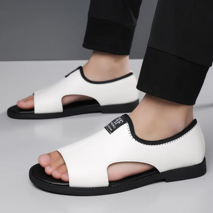 Men's Roman Sandals Summer Comfort Casual Soft Sole Slippers Anti-Slip Breathable Outdoor Slip-On Beach Shoes-HT2025