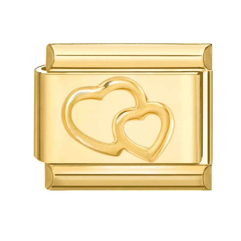 Fashion Women Men Gold Color Heart Butterfly Flower Italian Charm Link Fit 9mm Stainless Steel Bracelet DIY Jewelry