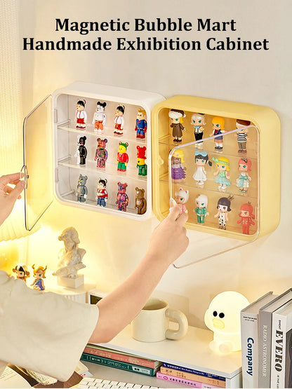 Wall Mounted Doll Blind Box Storage Display Rack Magnetic Suction Figurine Display Cabinet Dustproof Doll Blind Box Storage Box