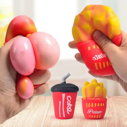 1PC TPR Stress Relief Toys Release Decompression Squeezing Simulation Coke French fries Hamburgers Slow Rebound Birthday Gift