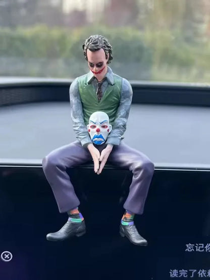 10cm Joker Heath Ledger Sitting Posture Figures Roof Decoration Car Doll Tail And Roof Pendant Model Collectable Statue Toys