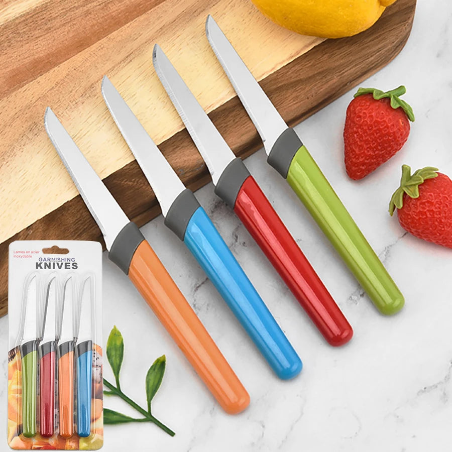 High-end 4-piece kitchen knife set, stainless steel fruit knife. A multi-functional knife used by kitchen chefs for cutting meat